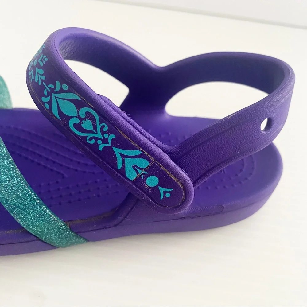 Crocs Girls Disney Frozen Sandals Shoes Purple Childrens Size 12 Elsa Anna Kids - Picture 12 of 16